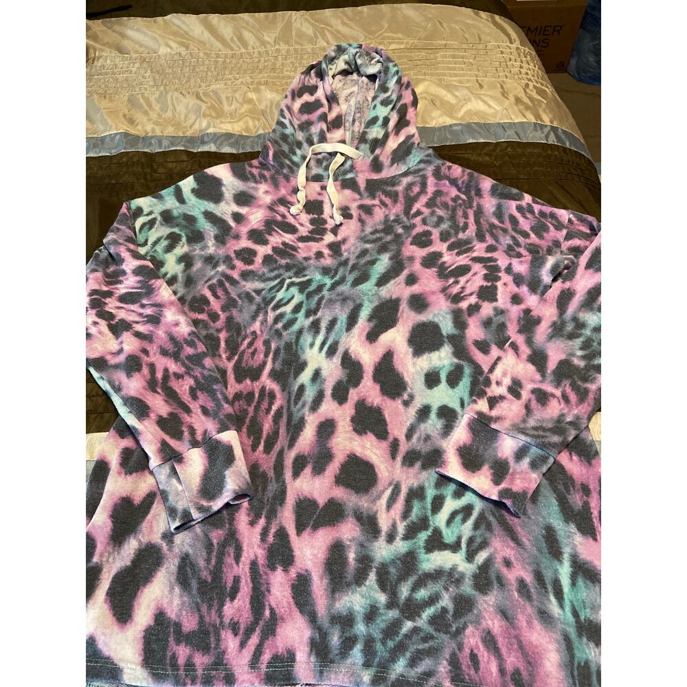 Honeyme colorful leopard print hoodie Size Small (S)